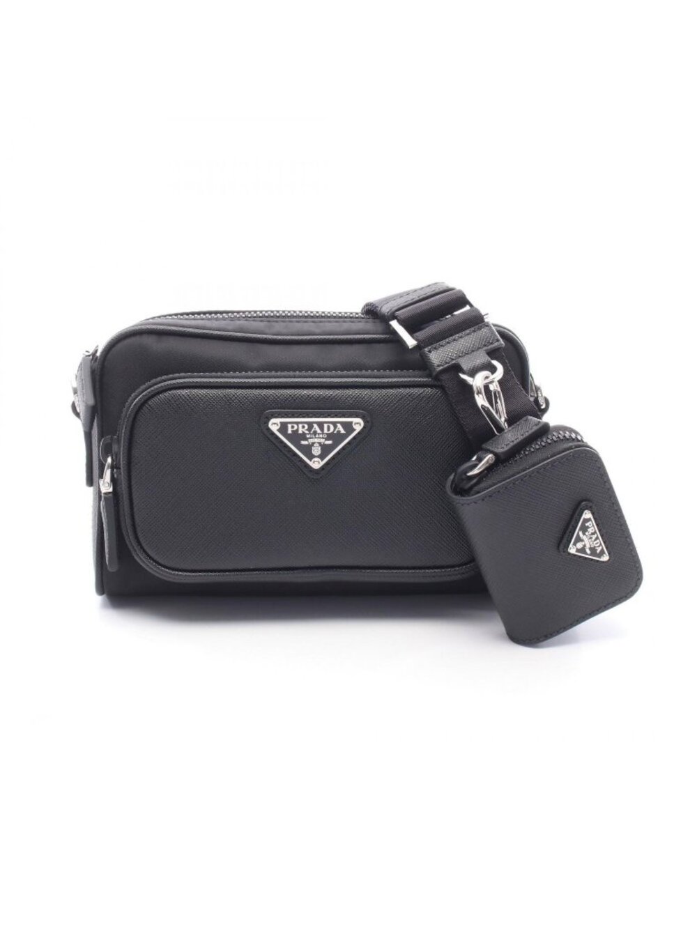 Prada Shoulder Bag Tessuto Nylon Saffiano Leather